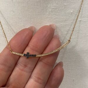 Swarovski Rose Gold Necklace with Black Cross Detail